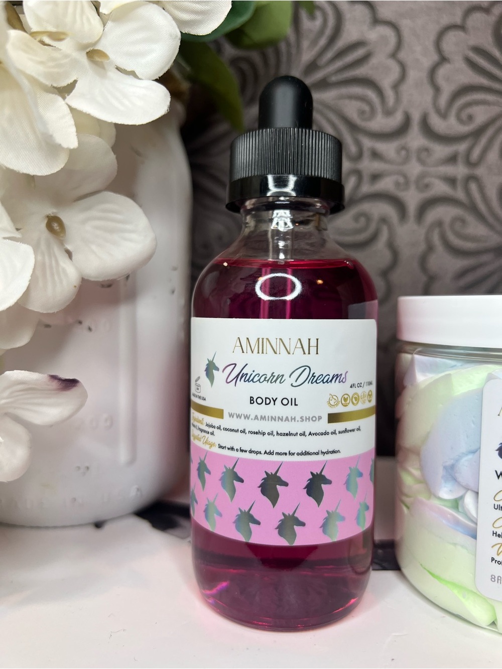 AMINNAH Unicorn Dreams Body Oil & Whipped Body Butter - Pink & Pastel - Picture 2 of 3